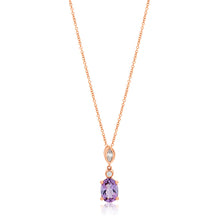 Load image into Gallery viewer, 9ct Rose Gold Amethyst and Zirconia Pendant With 45cm Chain