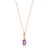 9ct Rose Gold Amethyst and Zirconia Pendant With 45cm Chain