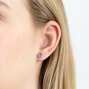 9ct White Gold 1/2ct Tanzanite and Diamond Stud Earrings