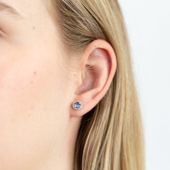 9ct White Gold 1/2ct Tanzanite and Diamond Stud Earrings