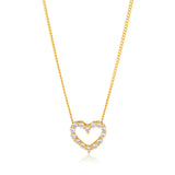 9ct Yellow Gold Cubic Zirconia Open Heart Pendant