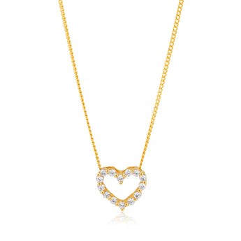 9ct Yellow Gold Cubic Zirconia Open Heart Pendant