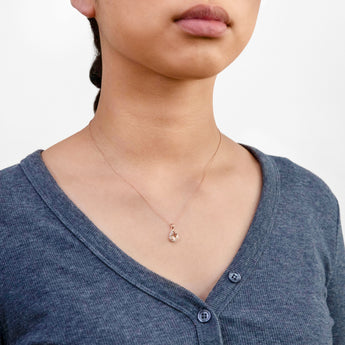 9ct Rose Gold 1.00ct Morganite 8x6mm Pear & Diamond Pendant with 45cm Chain