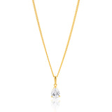 9ct Yellow Gold Teardrop Zirconia Pendant