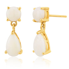Load image into Gallery viewer, 9ct Yellow Gold White Opal Drop Earrings