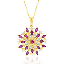 Load image into Gallery viewer, 9ct Yellow Gold Created Ruby and Diamond 0.01ct Fancy Pendant with 45cm Chain