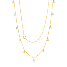 Load image into Gallery viewer, 9ct Yellow Gold Chain with 11 Cubic Zirconias with Adjustable 38-40cm Length