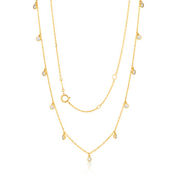 9ct Yellow Gold Chain with 11 Cubic Zirconias with Adjustable 38