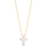 9ct Yellow Gold Synthetic Opal Cross Pendant
