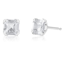 Load image into Gallery viewer, 9ct White Gold Square Cubic Zirconia Studs