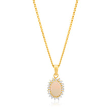 Load image into Gallery viewer, 9ct Yellow Gold Opal &amp; Diamond Pendant