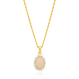 9ct Yellow Gold Opal & Diamond Pendant