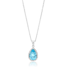 Load image into Gallery viewer, 9ct White Gold Blue Topaz &amp; Diamond Pendant