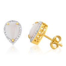 Load image into Gallery viewer, 9ct Yellow Gold Opal &amp; Diamond Pear Shape Stud Earrings