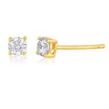 Load image into Gallery viewer, 9ct Yellow Gold 3mm Cubic Zirconia Round Studs