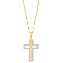 Load image into Gallery viewer, 9ct Yellow Gold Zirconia Cross Pendant