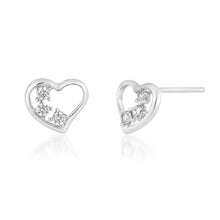 Load image into Gallery viewer, 9ct White Gold Zirconia Heart Shape Studs