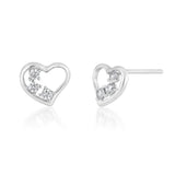 9ct White Gold Zirconia Heart Shape Studs