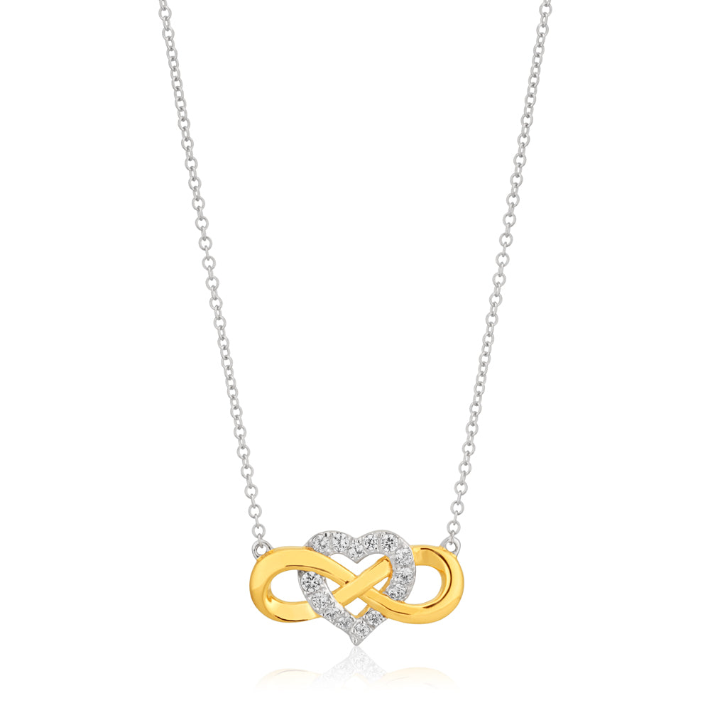 9ct Yellow Gold Heart & Infinity Pendant on Chain