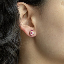 Load image into Gallery viewer, 9ct Yellow Gold Natural Ruby &amp; Diamond Studs