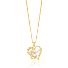 Load image into Gallery viewer, 9ct Yellow Gold Zirconia Infinity &amp; Heart Pendant