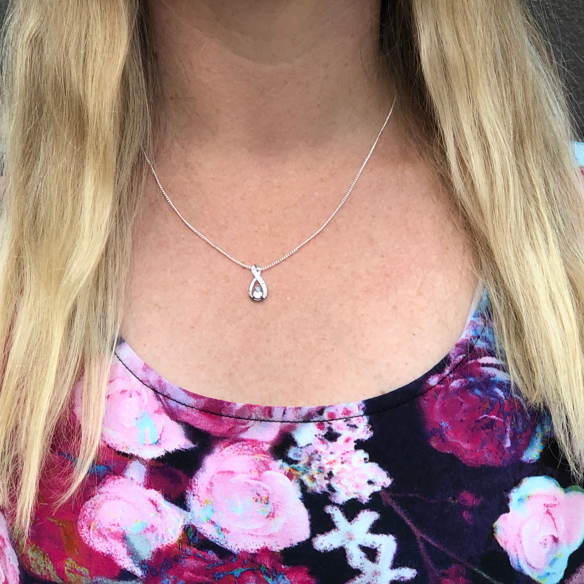 Aquamarine infinity necklace sale