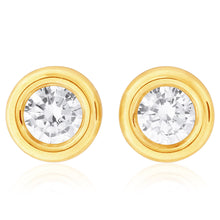 Load image into Gallery viewer, 9ct Yellow Gold 5mm Bezel Zirconia Studs