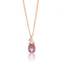 Load image into Gallery viewer, 9ct Rose Gold Created Peach Sapphire &amp; Diamond Pendant