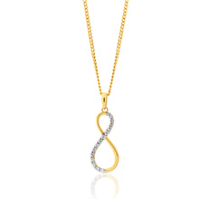 Load image into Gallery viewer, 9ct Yellow Gold Zirconia Infinity Pendant