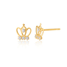 Load image into Gallery viewer, 9ct Yellow Gold Zirconia Crown Studs