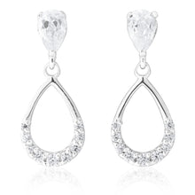 Load image into Gallery viewer, 9ct White Gold Pear Shape Zirconia Drop Earrings