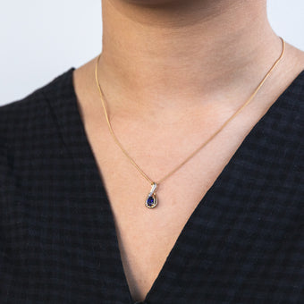 9ct Yellow Gold Created Sapphire & Diamond Pendant