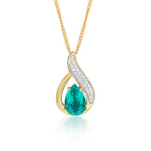 Load image into Gallery viewer, 9ct Created Emerald &amp; Diamond Pendant