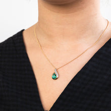 Load image into Gallery viewer, 9ct Created Emerald &amp; Diamond Pendant