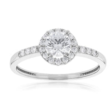 Load image into Gallery viewer, 9ct White Gold Zirconia Halo Ring