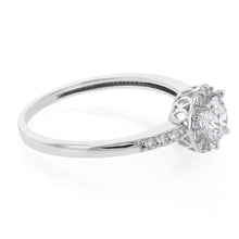 Load image into Gallery viewer, 9ct White Gold Zirconia Halo Ring