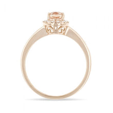 Load image into Gallery viewer, Morganite &amp; Round Baguette Diamond Halo Ring in 9ct Rose Gold