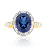 9ct Created Sapphire & Diamond Ring