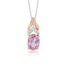Load image into Gallery viewer, 9ct Created Peach Sapphire and Diamond Pendant