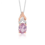 9ct Created Peach Sapphire and Diamond Pendant