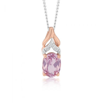 9ct Created Peach Sapphire and Diamond Pendant