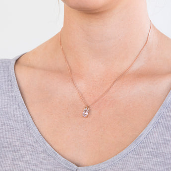 9ct Created Peach Sapphire and Diamond Pendant
