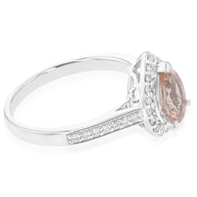 Load image into Gallery viewer, 9W White Gold 1.00ct Morganite Pear and 1/4ct Diamond Ring