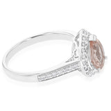 9W White Gold 1.00ct Morganite Pear and 1/4ct Diamond Ring