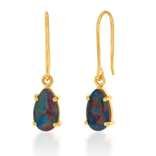Load image into Gallery viewer, 9ct Yellow Gold 10x7mm Triplet Opal Hook Drop Earrings