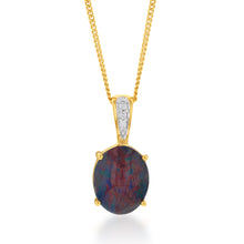 Load image into Gallery viewer, 9ct Yellow Gold 11x9mm Oval Opal Diamond Set Pendant
