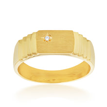 Load image into Gallery viewer, 9ct Yellow Gold Zirconia Gents Signet Ring
