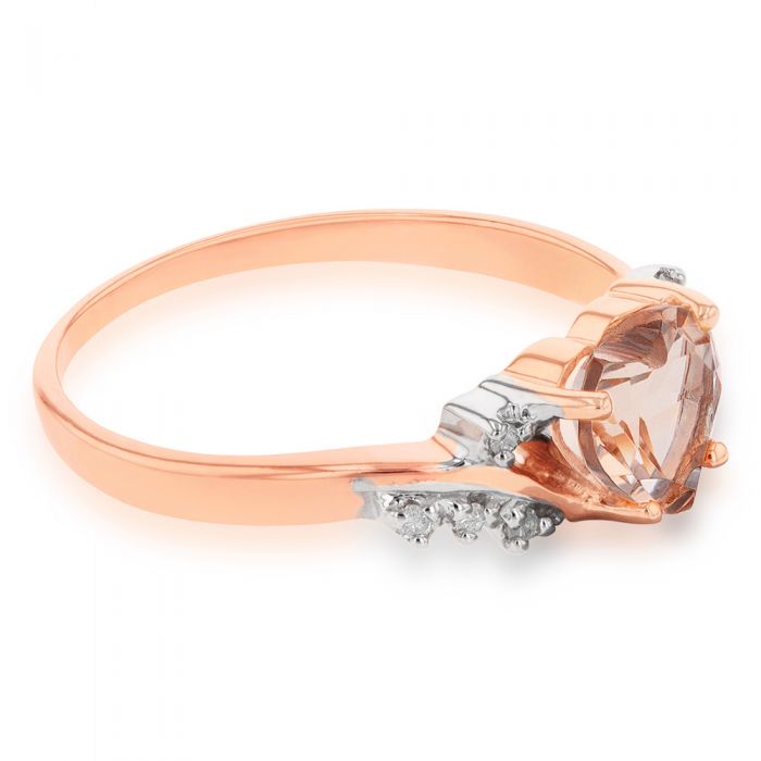 9ct Rose Gold Morganite and Diamond Heart Ring