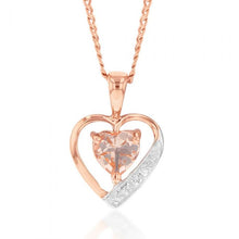 Load image into Gallery viewer, 9ct Rose Gold Morganite and Diamond Heart Pendant