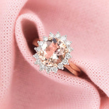 Load image into Gallery viewer, 9ct Rose Gold 2.30 Carat Morganite and 1/2 Carat Diamond Ring